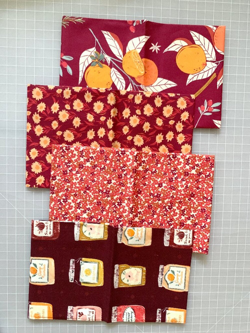 Bundle of Fabric - Plum & Red